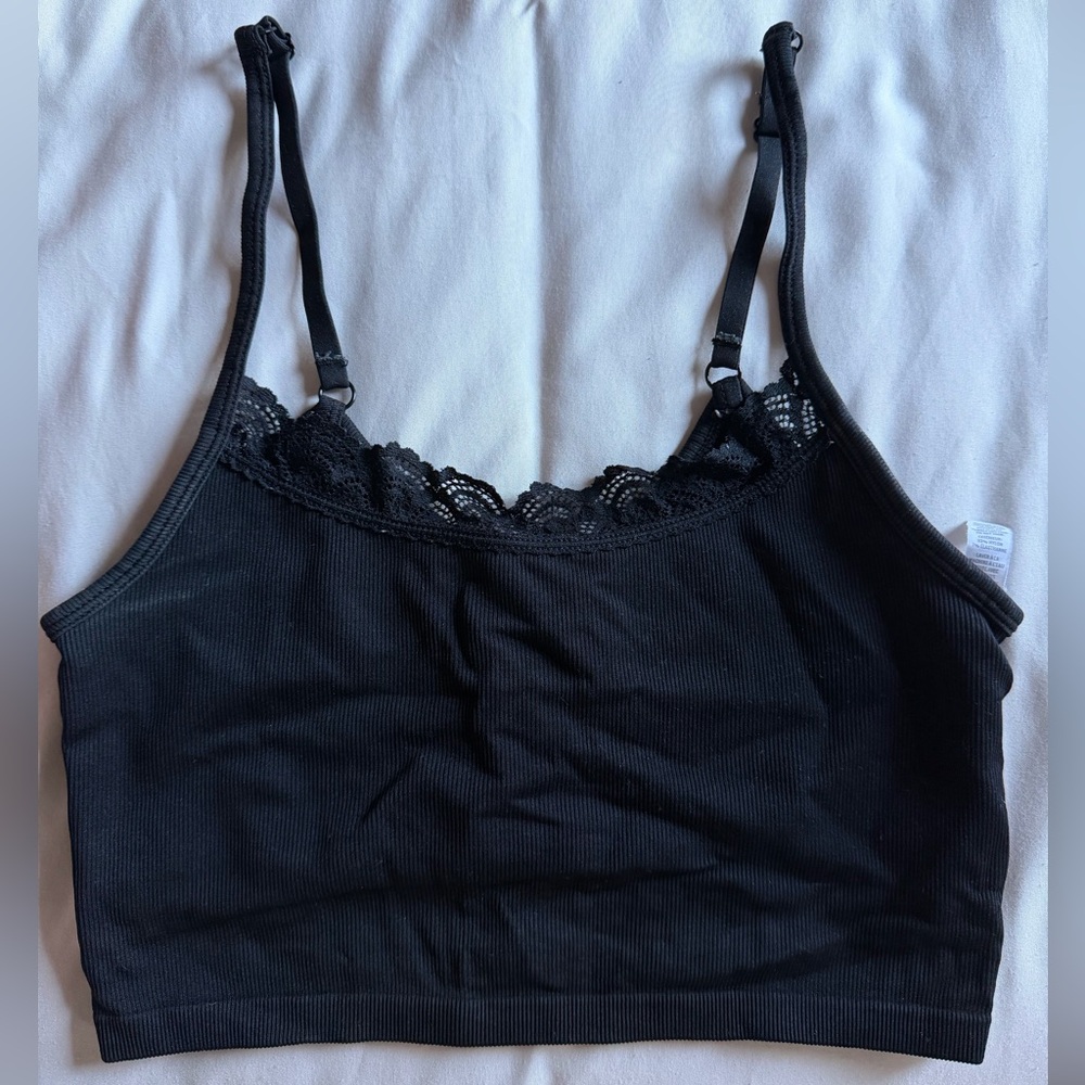 Aerie Black Lace Trim Bralette